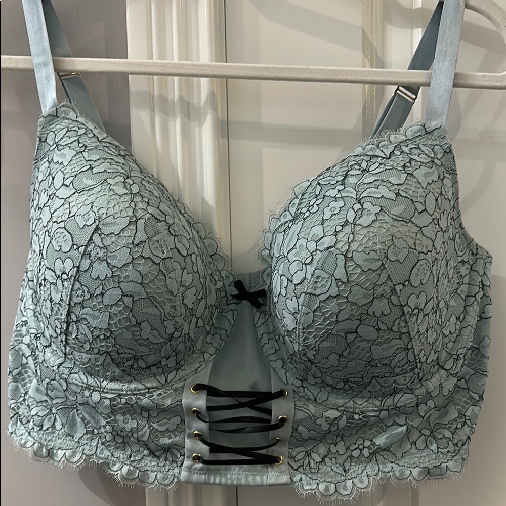 Cacique Lane Bryant, Lace Longline, Underwire Bra in Light Blue, 40DD, NWOT
